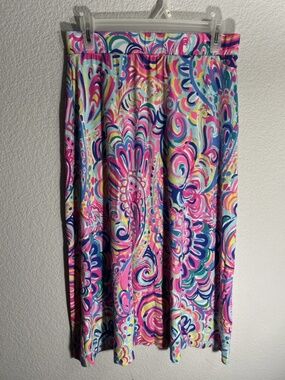 Lilly Pulitzer Marnie Maxi Skirt Small All Nighter Bright Pink Flamingo Print